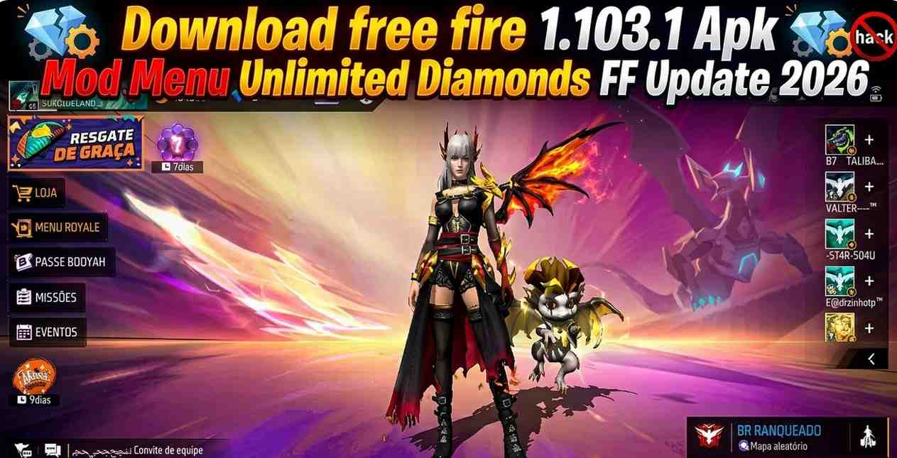 Download free fire 1.103.1 Apk Mod Menu Unlimited Diamonds FF Update 2026
