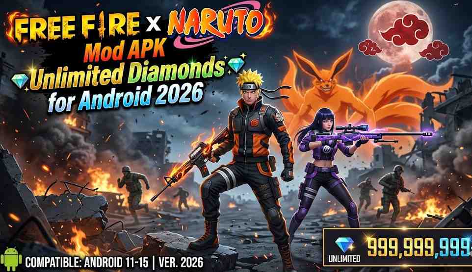 Free Fire Max x Naruto Mod APK Unlimited Diamonds for Android 2026